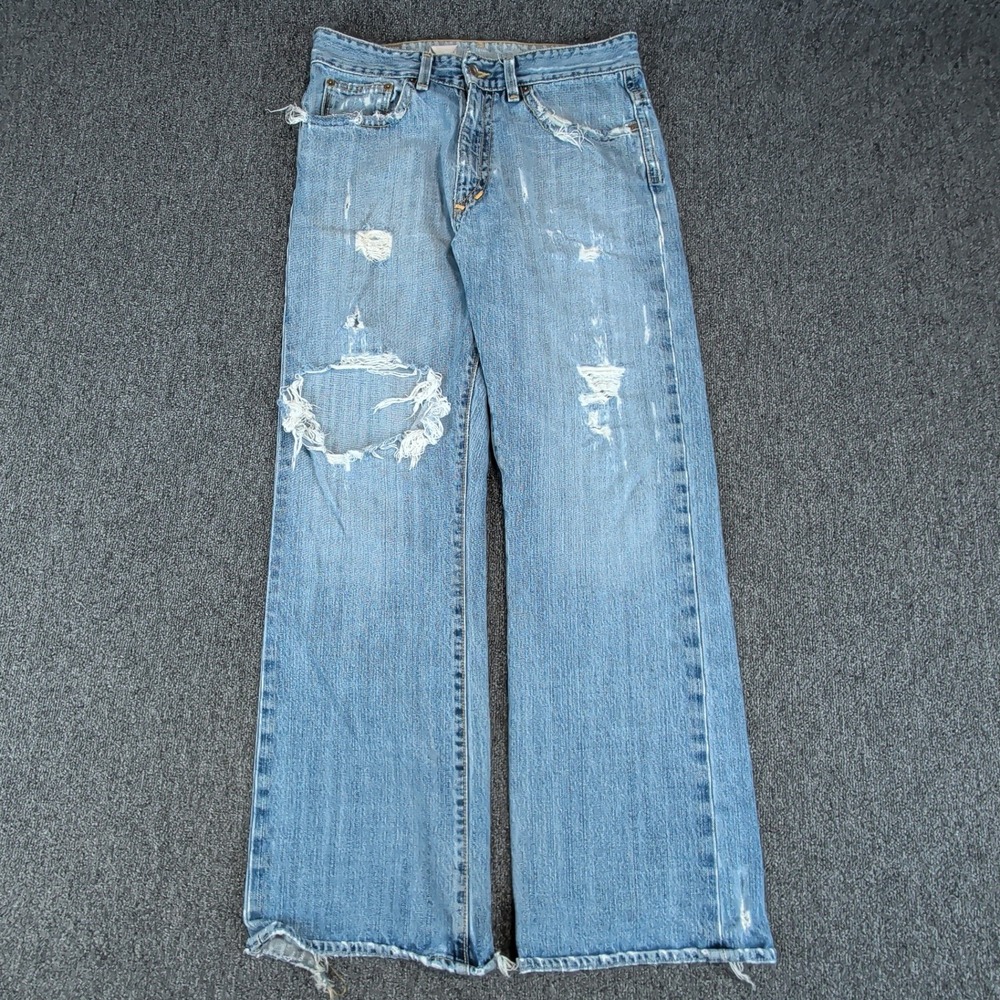 X2 Denim Laboratory Jeans 31x32 Mens Light Wash Distressed Ripped Straight Leg